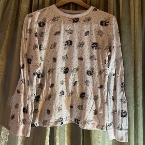 SOLD Eighty Eight White Long Sleeved with Black Print T-Shirt